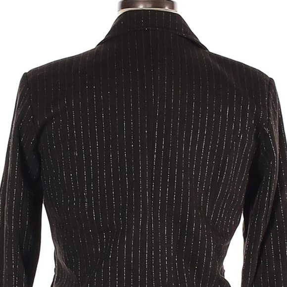 NWT Tres Jolie Made in Italy Brown w/Silver Pinstripe Blazer Size XL - Picture 6 of 6